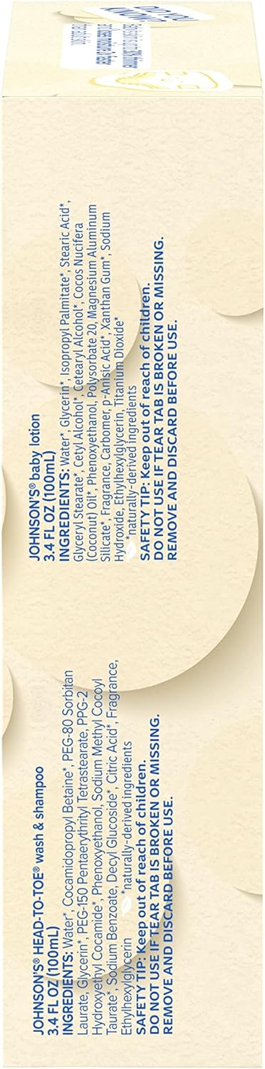 Johnson's Baby Care Essentials Gift Set, Baby Skincare Set with Body Wash & Shampoo, Body Lotion, & Zinc Oxide Diaper Rash Paste for Baby's Delicate Skin, Value Pack, Travel-Size, 3 Items - Image 4